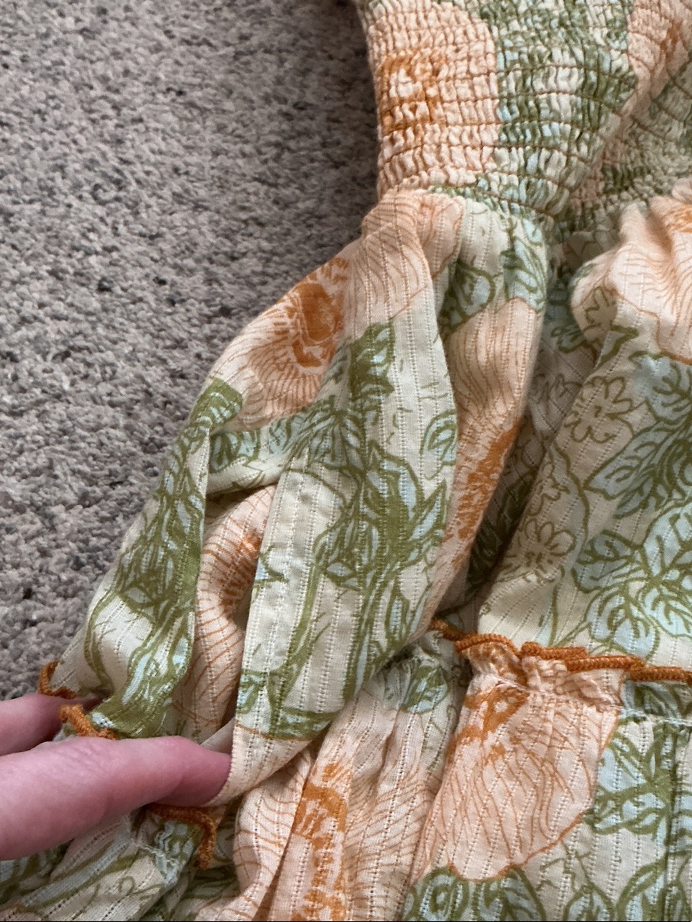 NWT Free People Adriel Tie Strap Tiered Midi Dress ~ Yellow & Green - Picture 9 of 12